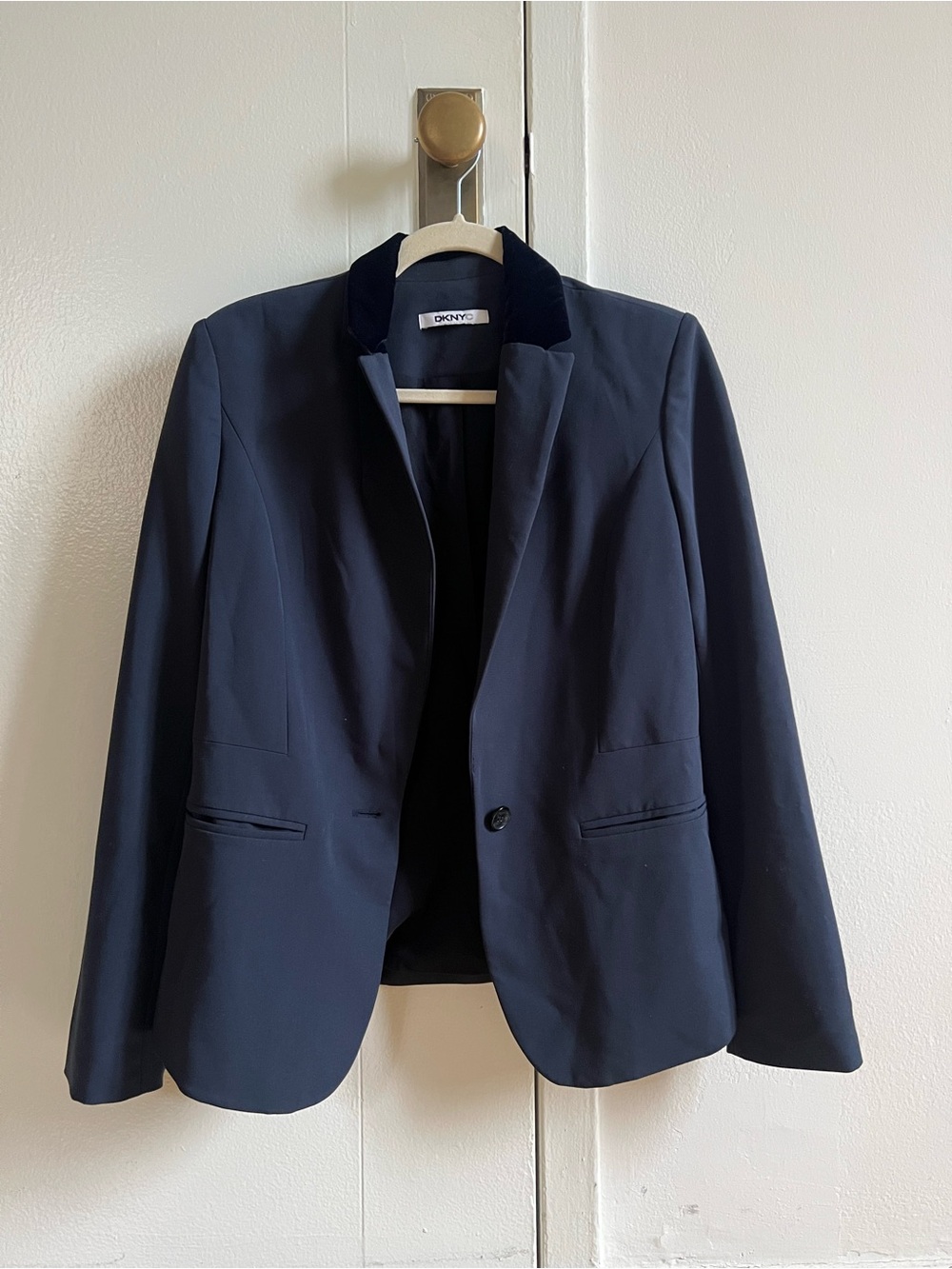DKNY Navy Blazer with Velvet Collar